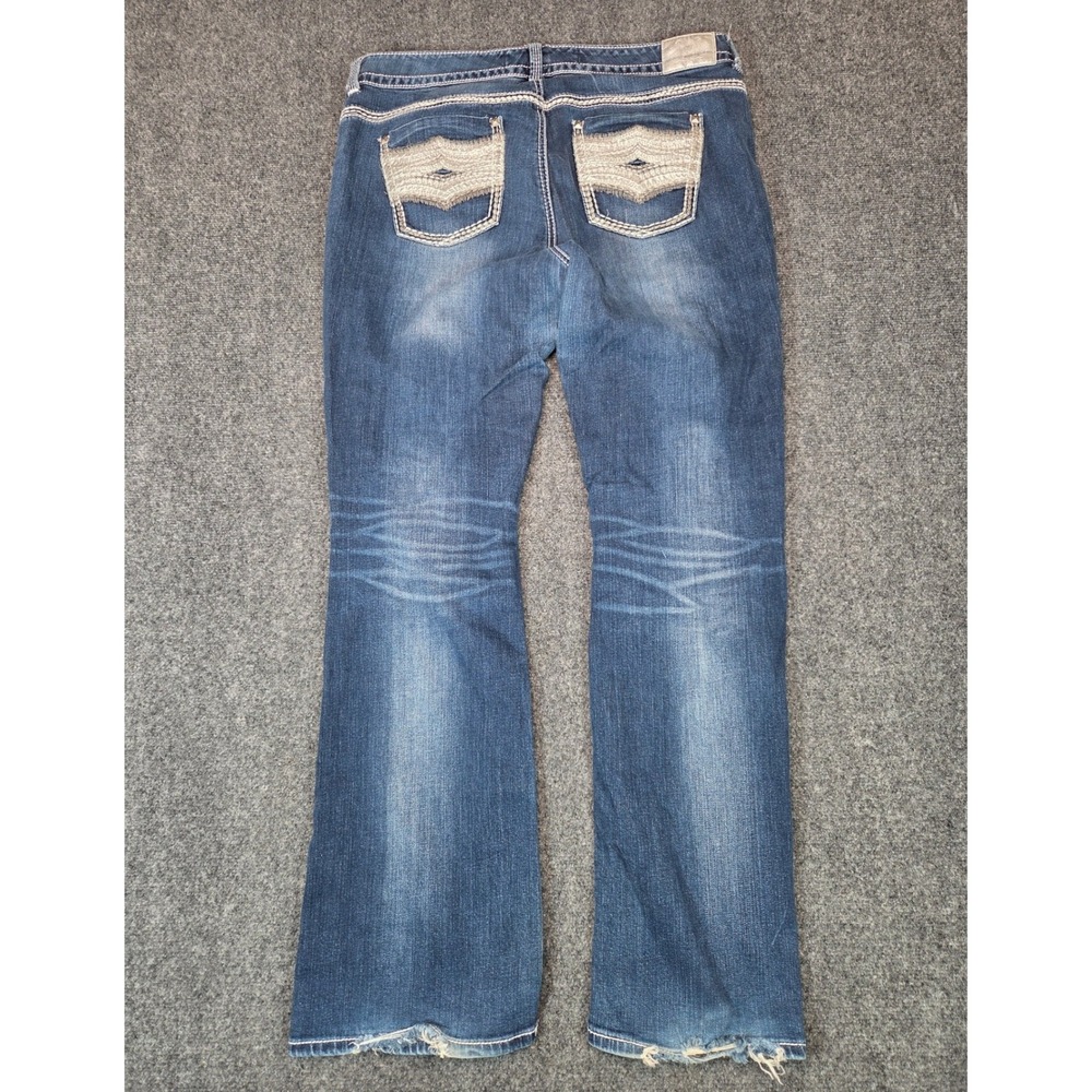 Maurices Premium Bootcut Jeans Womens 18 Long Blue Embellished Pockets - Picture 4 of 9